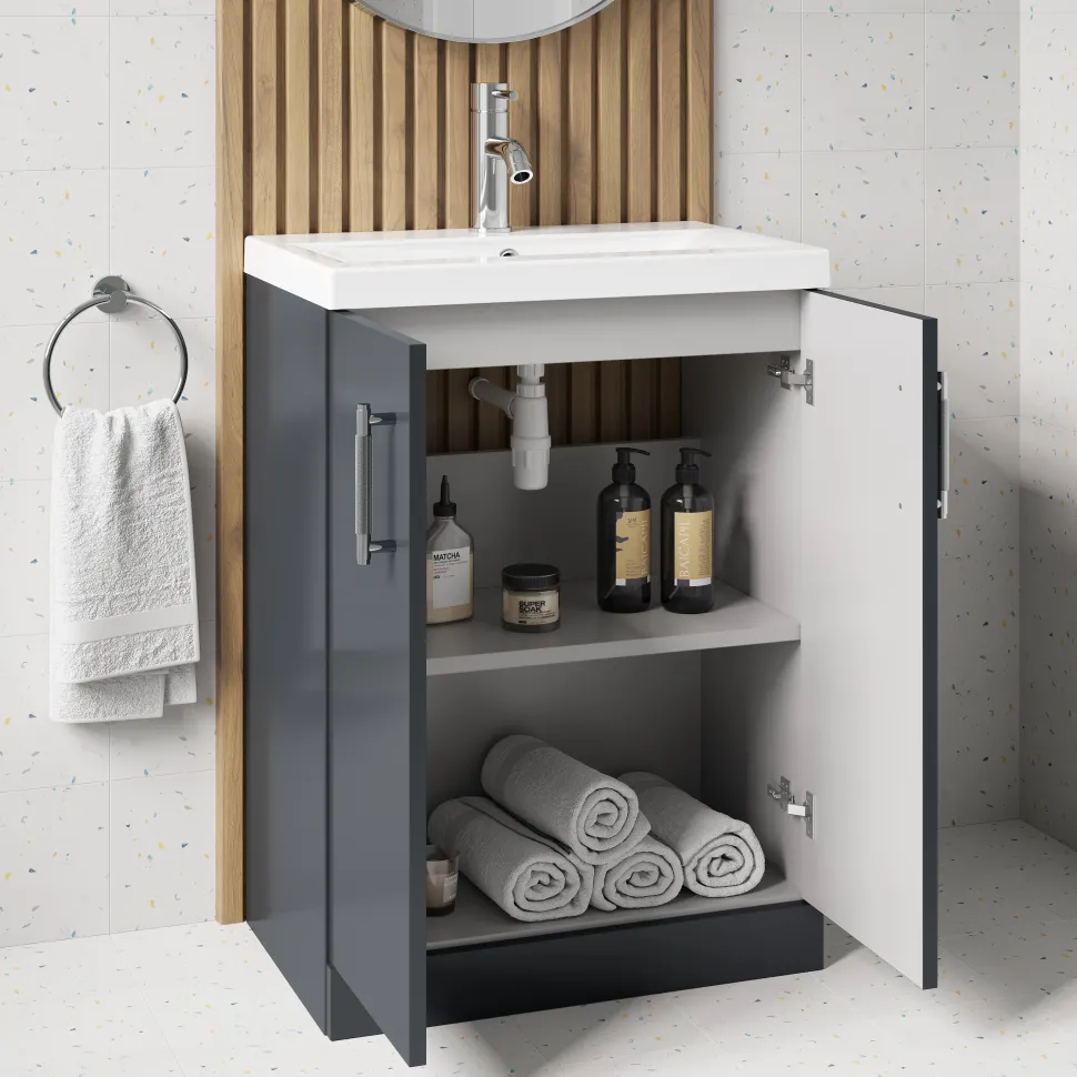 Erin 600mm Floorstanding 2 Door Vanity Unit & Basin