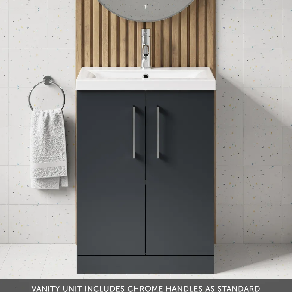 Erin 600mm Floorstanding 2 Door Vanity Unit & Basin