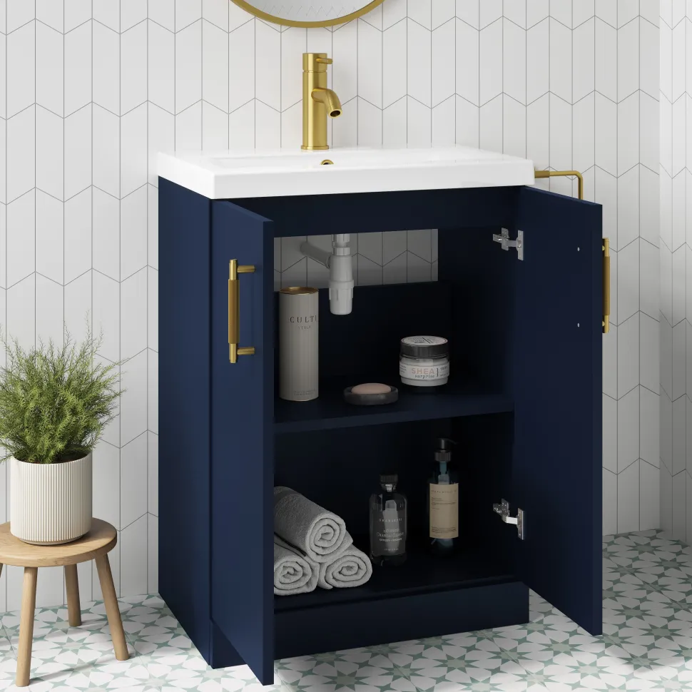 Erin 600mm Floorstanding 2 Door Vanity Unit & Basin