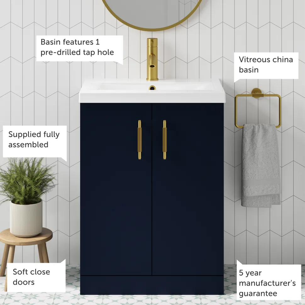 Erin 600mm Floorstanding 2 Door Vanity Unit & Basin