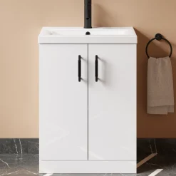 Erin 600mm Floorstanding 2 Door Vanity Unit & Basin
