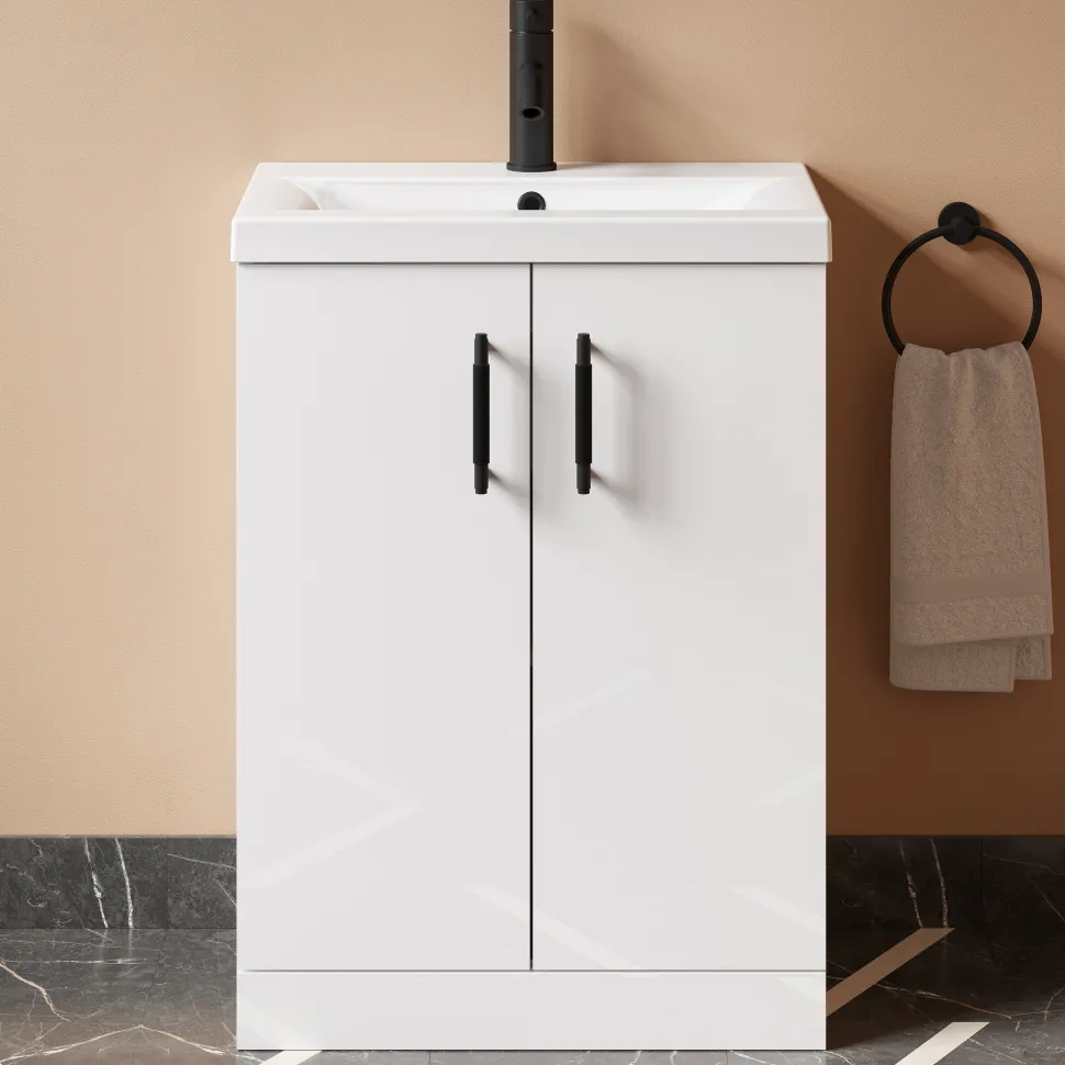 Erin 600mm Floorstanding 2 Door Vanity Unit & Basin