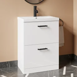 Erin 600mm Floorstanding 2 Drawer Vanity Unit & Basin