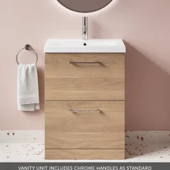Erin 600mm Floorstanding 2 Drawer Vanity Unit & Basin
