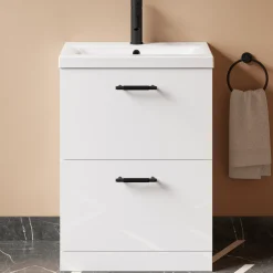 Erin 600mm Floorstanding 2 Drawer Vanity Unit & Basin