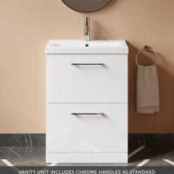 Erin 600mm Floorstanding 2 Drawer Vanity Unit & Basin