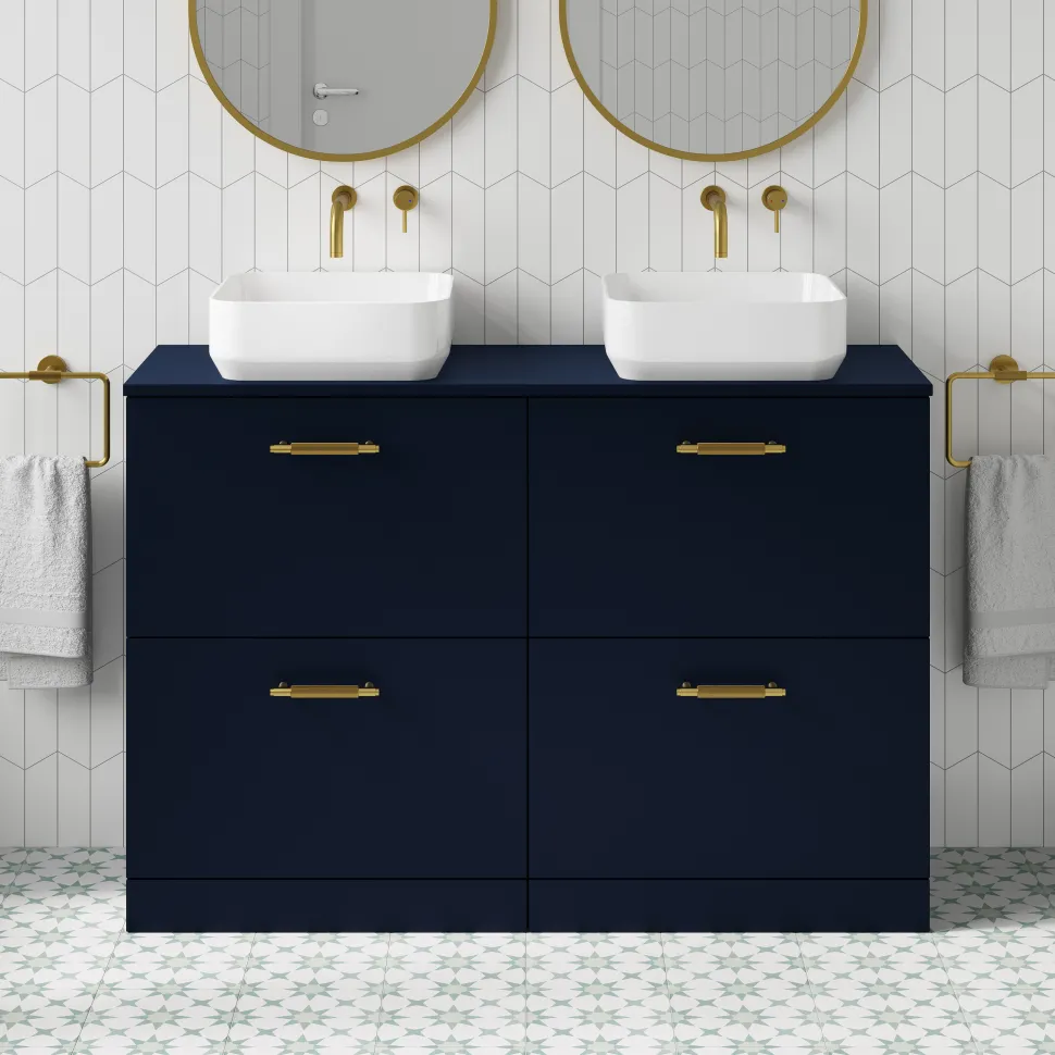 Erin 1200mm Floorstanding 4 Drawer Vanity Unit & Double Countertop