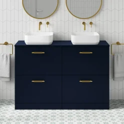 Erin 1200mm Floorstanding 4 Drawer Vanity Unit & Double Countertop