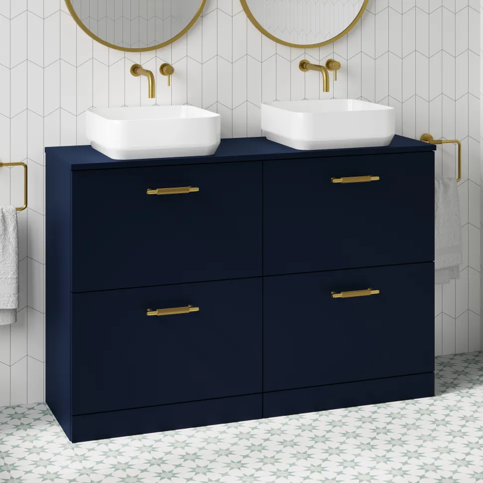 Erin 1200mm Floorstanding 4 Drawer Vanity Unit & Double Countertop