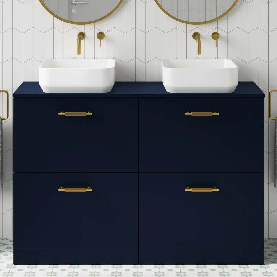 Erin 1200mm Floorstanding 4 Drawer Vanity Unit & Double Countertop