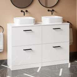 Erin 1200mm Floorstanding 4 Drawer Vanity Unit & Double Countertop
