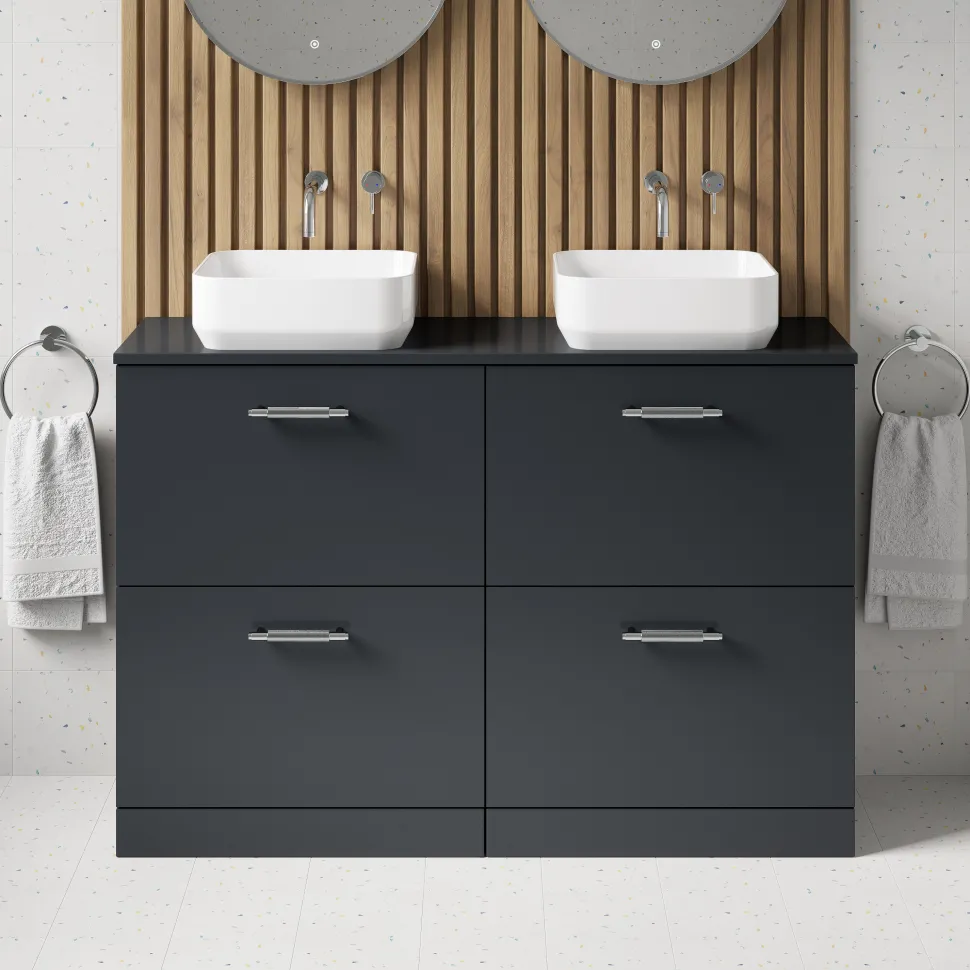 Erin 1200mm Floorstanding 4 Drawer Vanity Unit & Double Countertop