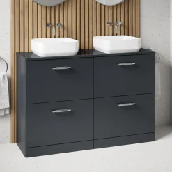 Erin 1200mm Floorstanding 4 Drawer Vanity Unit & Double Countertop