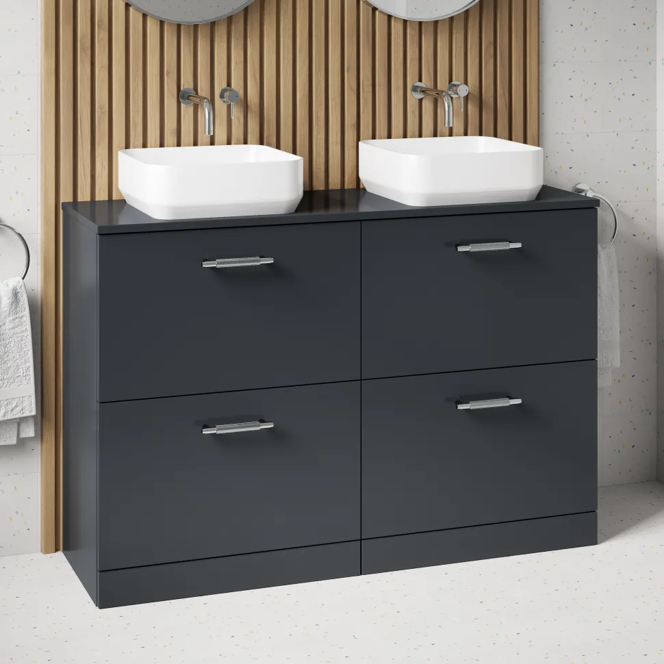 Erin 1200mm Floorstanding 4 Drawer Vanity Unit & Double Countertop