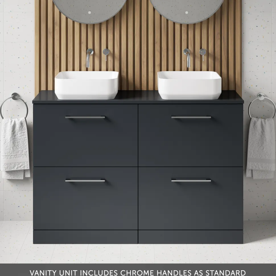 Erin 1200mm Floorstanding 4 Drawer Vanity Unit & Double Countertop