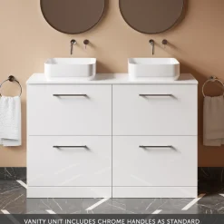 Erin 1200mm Floorstanding 4 Drawer Vanity Unit & Double Countertop
