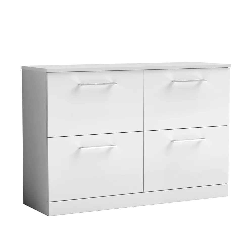 Erin 1200mm Floorstanding 4 Drawer Vanity Unit & Double Countertop