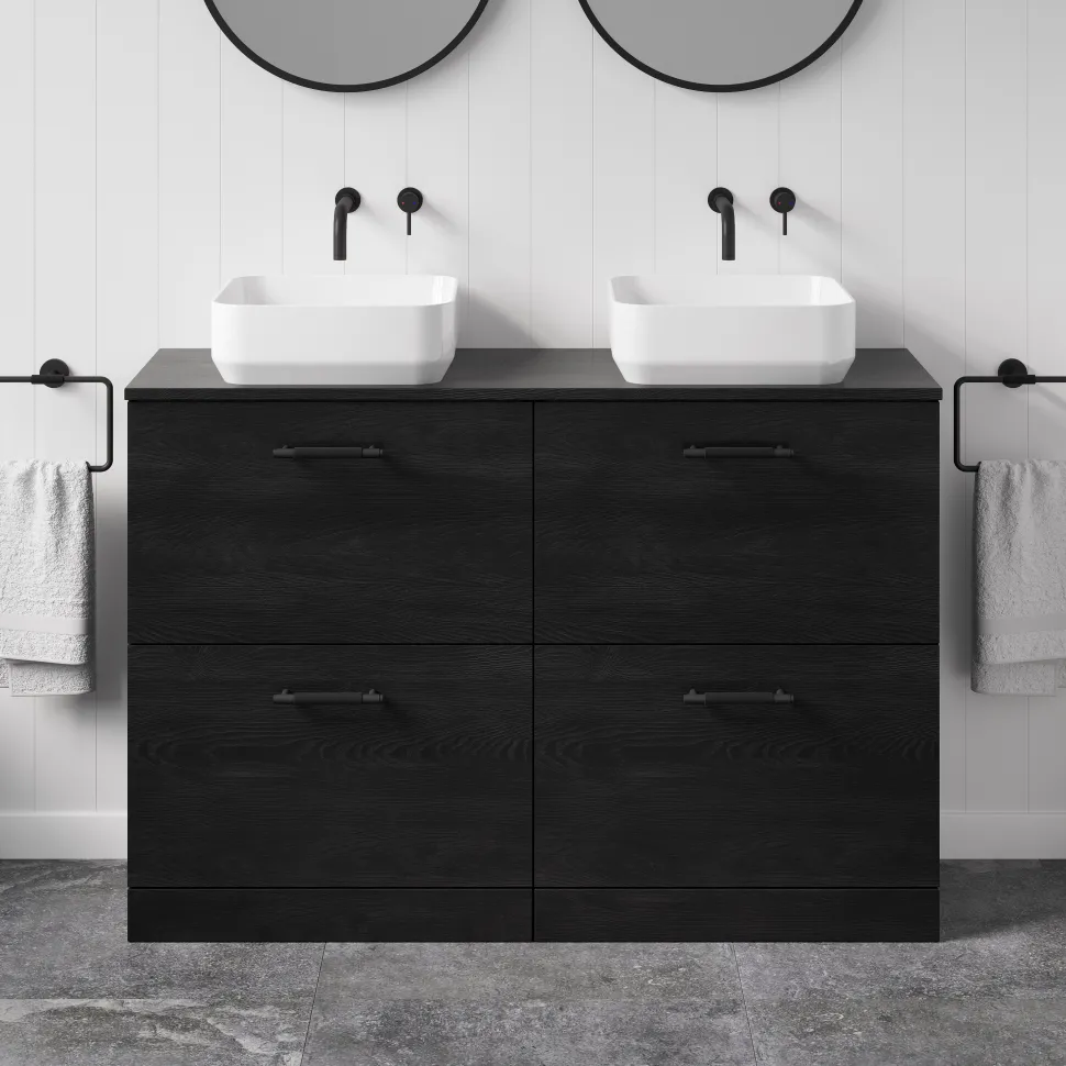 Erin 1200mm Floorstanding 4 Drawer Vanity Unit & Double Countertop