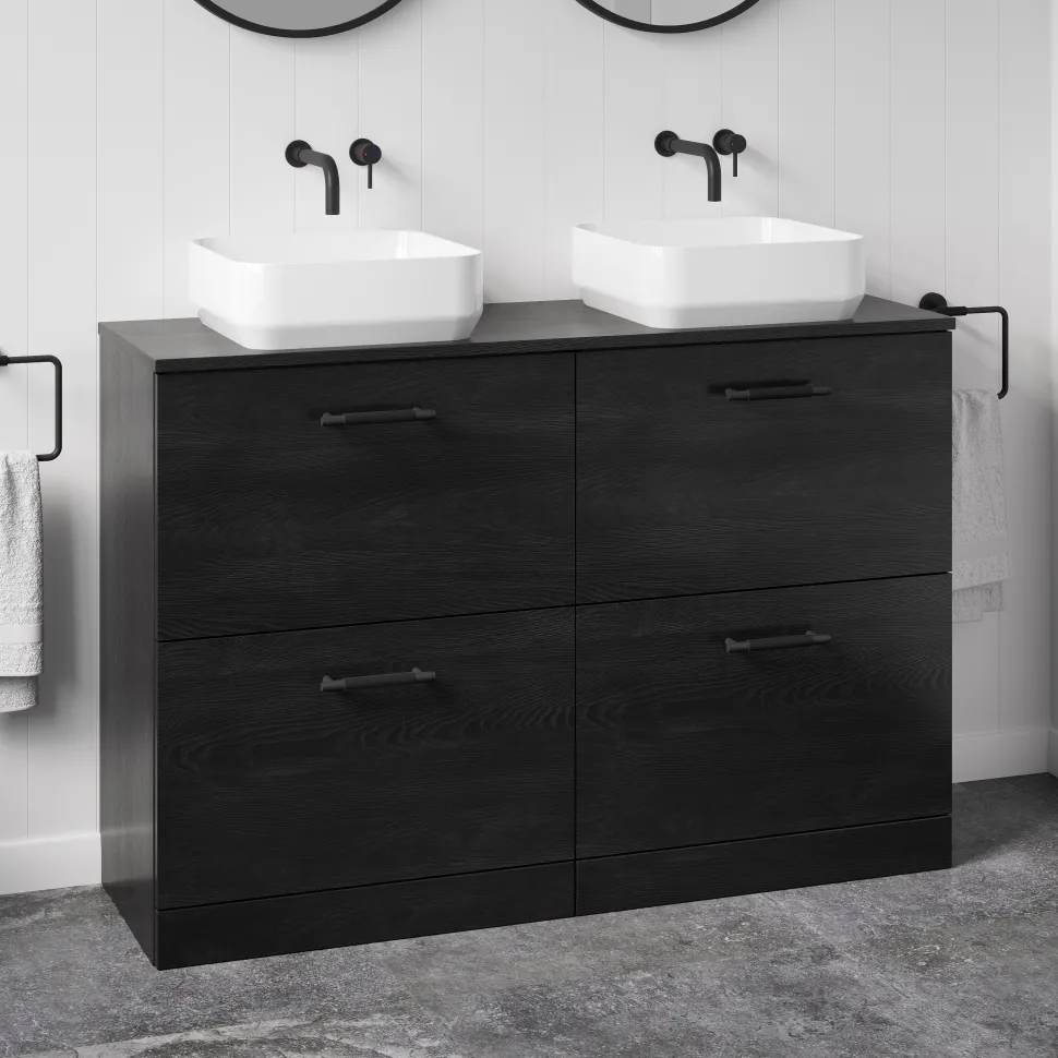 Erin 1200mm Floorstanding 4 Drawer Vanity Unit & Double Countertop