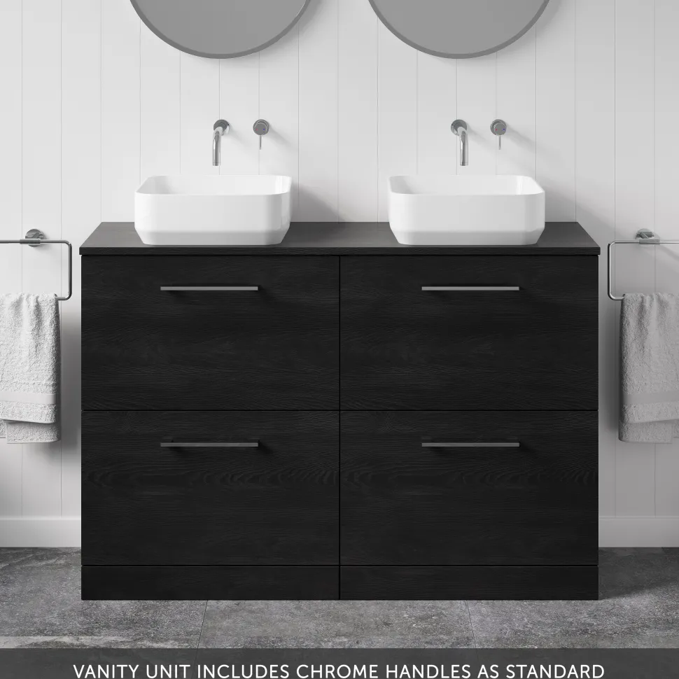 Erin 1200mm Floorstanding 4 Drawer Vanity Unit & Double Countertop