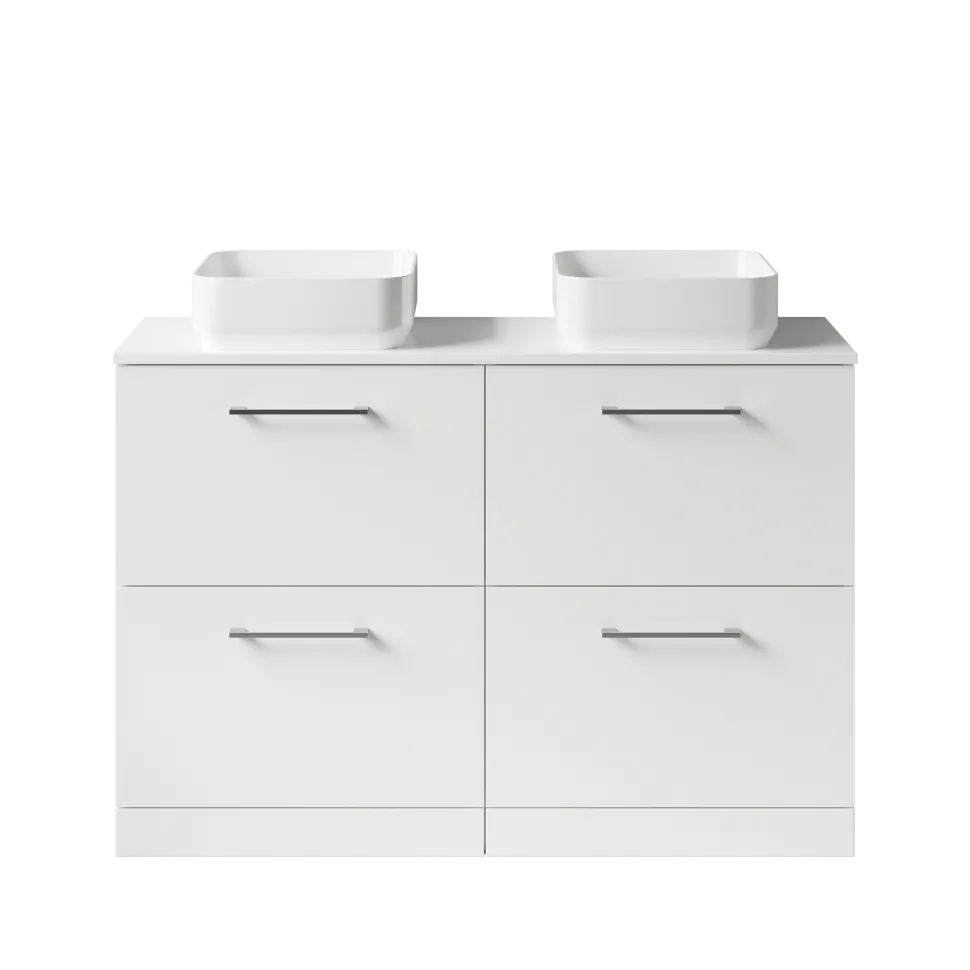 Erin 1200mm Floorstanding 4 Drawer Vanity Unit & Double Countertop