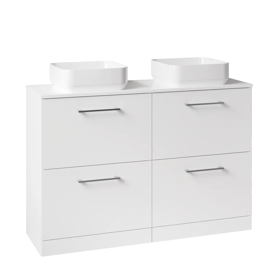 Erin 1200mm Floorstanding 4 Drawer Vanity Unit & Double Countertop