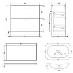 Erin 800mm Floorstanding 2 Drawer Vanity Unit & Countertop