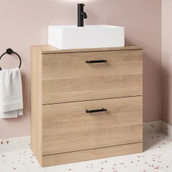 Erin 800mm Floorstanding 2 Drawer Vanity Unit & Countertop