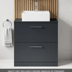 Erin 800mm Floorstanding 2 Drawer Vanity Unit & Countertop