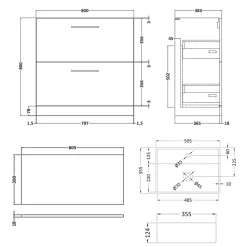 Erin 800mm Floorstanding 2 Drawer Vanity Unit & Countertop