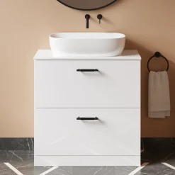 Erin 800mm Floorstanding 2 Drawer Vanity Unit & Countertop