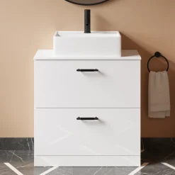Erin 800mm Floorstanding 2 Drawer Vanity Unit & Countertop