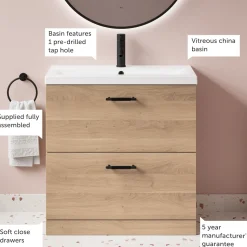 Erin 800mm Floorstanding 2 Drawer Vanity Unit & Basin