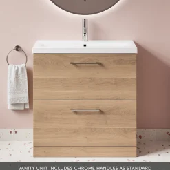 Erin 800mm Floorstanding 2 Drawer Vanity Unit & Basin
