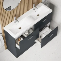 Erin 1200mm Floorstanding 4 Drawer Vanity Unit & Double Basin