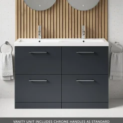 Erin 1200mm Floorstanding 4 Drawer Vanity Unit & Double Basin