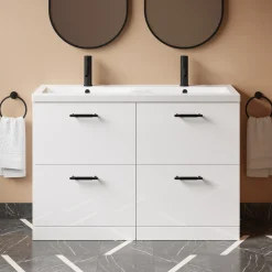 Erin 1200mm Floorstanding 4 Drawer Vanity Unit & Double Basin