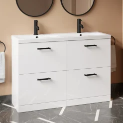 Erin 1200mm Floorstanding 4 Drawer Vanity Unit & Double Basin