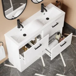 Erin 1200mm Floorstanding 4 Drawer Vanity Unit & Double Basin