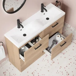 Erin 1200mm Floorstanding 4 Drawer Vanity Unit & Double Basin