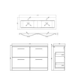 Erin 1200mm Floorstanding 4 Drawer Vanity Unit & Double Basin
