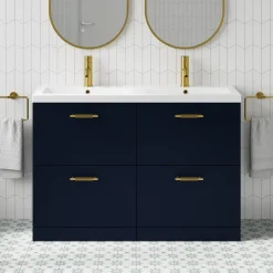 Erin 1200mm Floorstanding 4 Drawer Vanity Unit & Double Basin