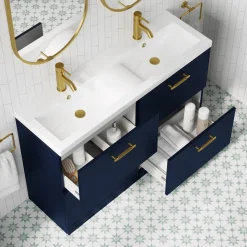 Erin 1200mm Floorstanding 4 Drawer Vanity Unit & Double Basin
