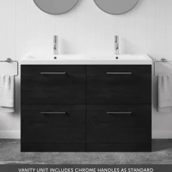 Erin 1200mm Floorstanding 4 Drawer Vanity Unit & Double Basin