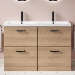Erin 1200mm Floorstanding 4 Drawer Vanity Unit & Double Basin