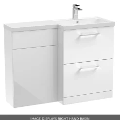 Erin 1100mm Gloss White Combination Bathroom 2 Drawer Sink & Toilet Unit