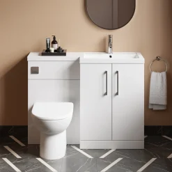 Erin 1100mm Gloss White Combination Bathroom 2 Door Sink & Toilet Unit