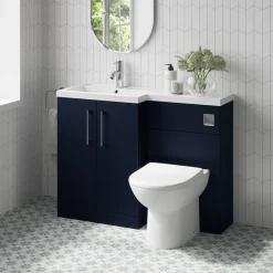 Erin 1100mm Matt Blue Combination Bathroom 2 Door Sink & Toilet Unit