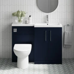 Erin 1100mm Matt Blue Combination Bathroom 2 Door Sink & Toilet Unit
