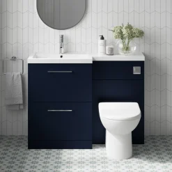 Erin 1100mm Matt Blue Combination Bathroom 2 Drawer Sink & Toilet Unit